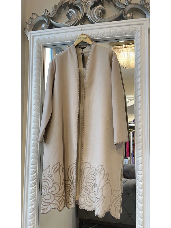 İNVEE 6949 Nakışlı Kaşe Kap - Bej