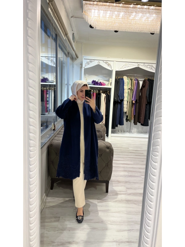 İNVEE 6949 Nakışlı Kaşe Kap - Lacivert