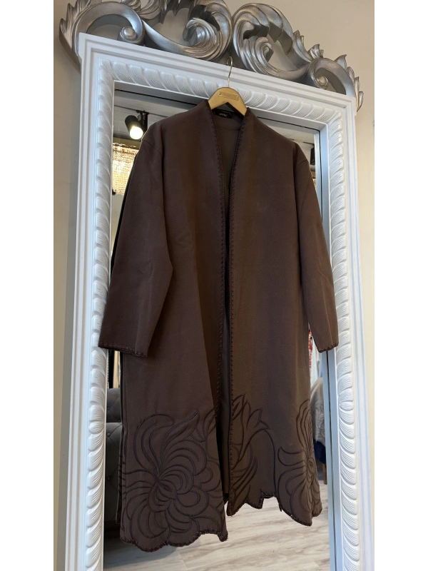 İNVEE 6949 Nakışlı Kaşe Kap - Kahve