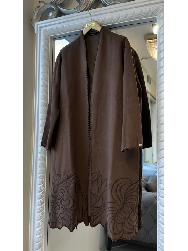 İNVEE 6949 Nakışlı Kaşe Kap - Kahve