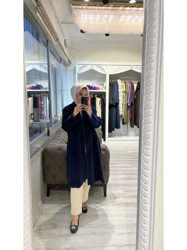 İNVEE 6949 Nakışlı Kaşe Kap - Lacivert