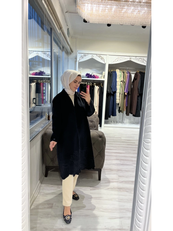 İNVEE 6949 Nakışlı Kaşe Kap - Siyah