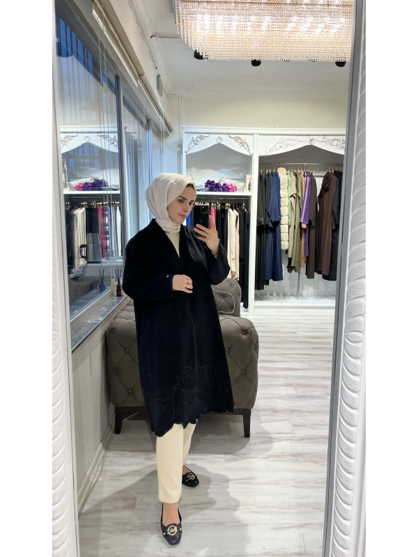 İNVEE 6949 Nakışlı Kaşe Kap - Siyah