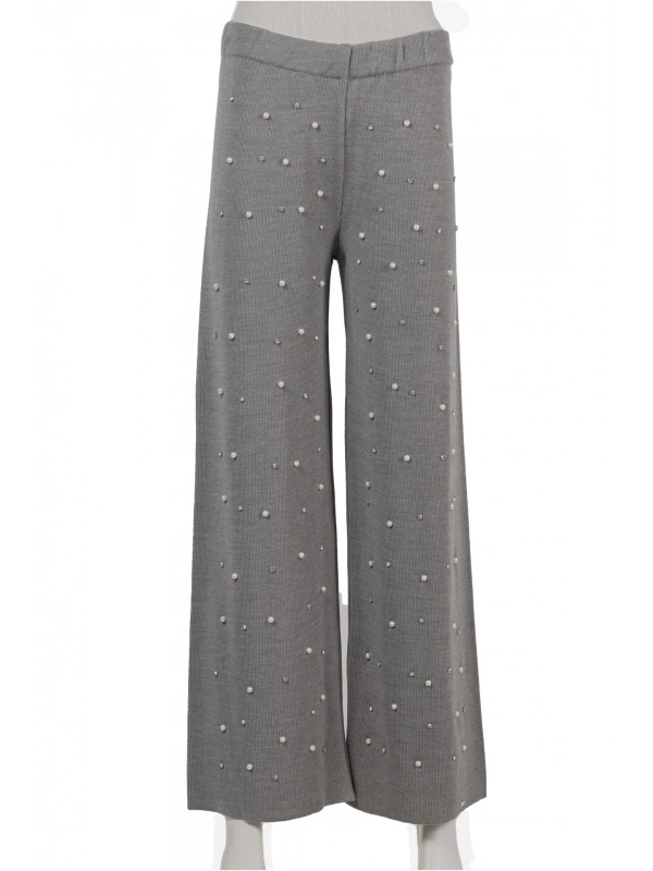 İNVEE 6950 İncili Triko Pantolon - Gri