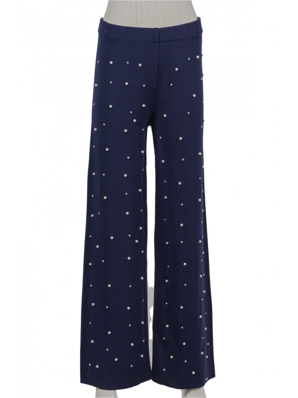 İNVEE 6950 İncili Triko Pantolon - Mor