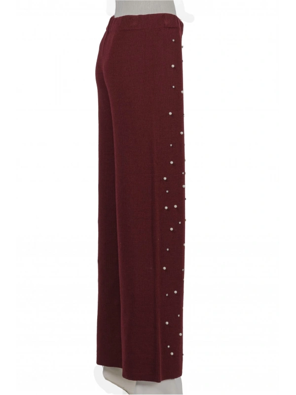 İNVEE 6950 İncili Triko Pantolon - Bordo