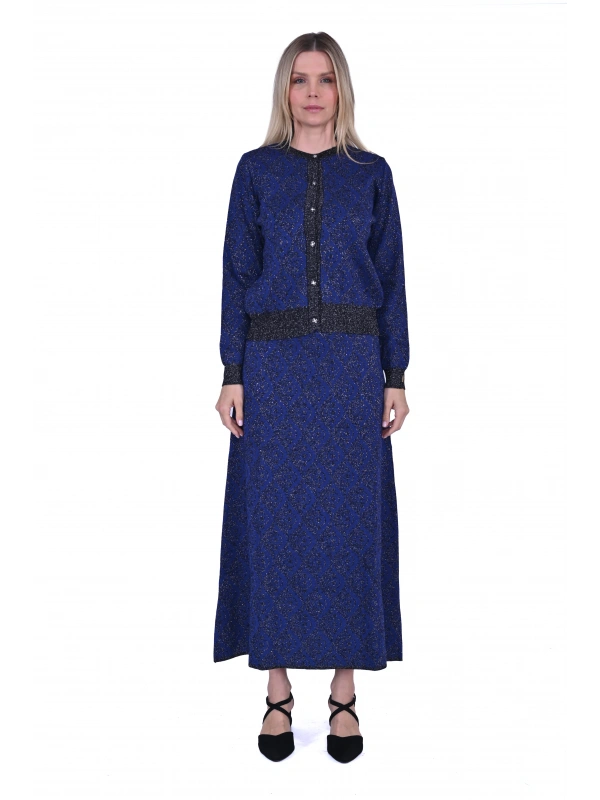 İNVEE 6951 Yün Karışımlı Triko Takım - Sax