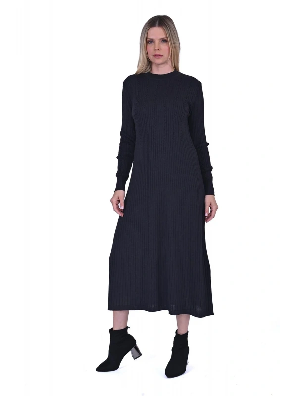 İNVEE 6954 Yün Karışımlı Triko Elbise - Antrasit