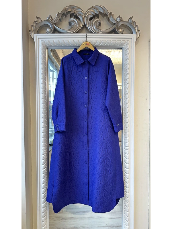 İNVEE 6955 Morcivert Lale Desenli Kapitone Kap