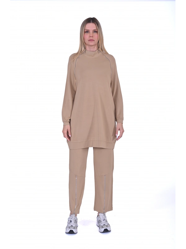 İNVEE 6956 İki İplik Eşofman Takımı - Camel