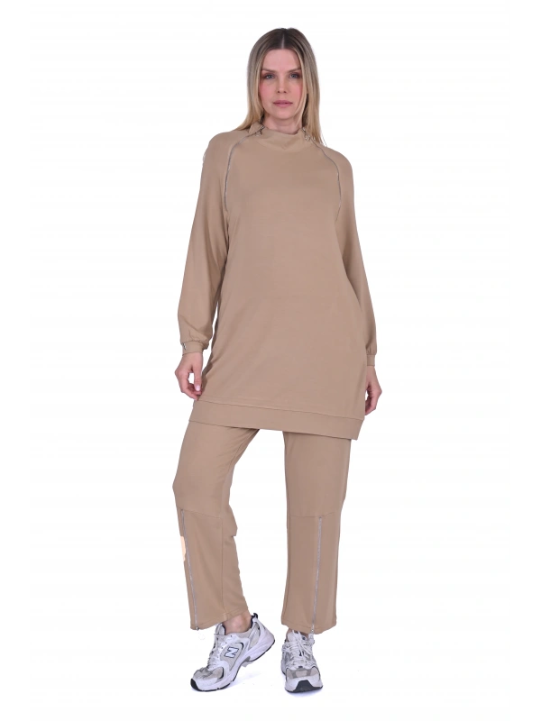 İNVEE 6956 İki İplik Eşofman Takımı - Camel