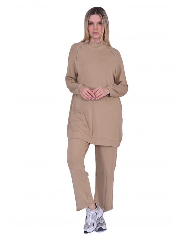 İNVEE 6956 İki İplik Eşofman Takımı - Camel