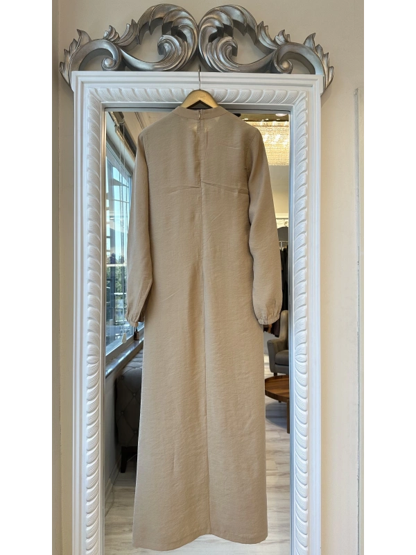 INVEE 6958 Modal Kumaş Camel Elbise