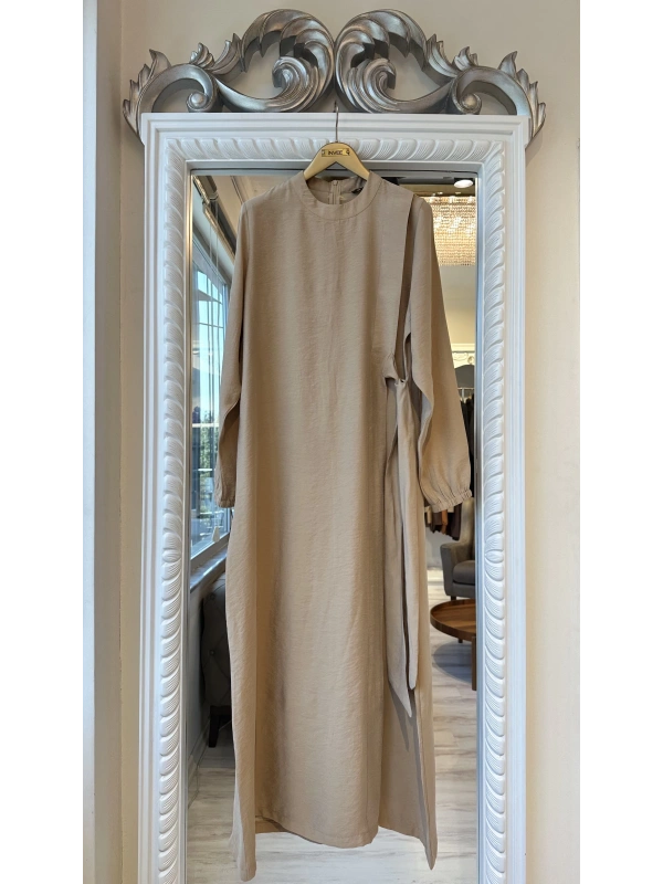INVEE 6958 Modal Kumaş Camel Elbise