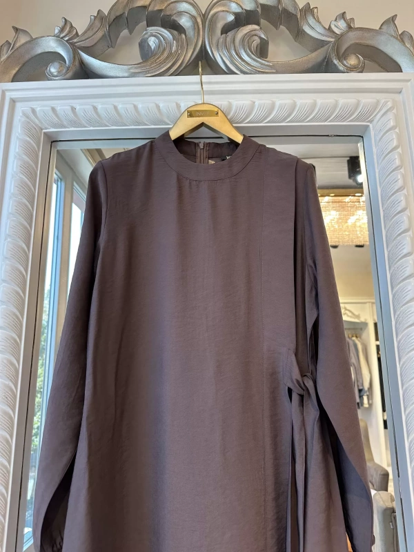 INVEE 6958 Modal Kumaş Kahve Elbise