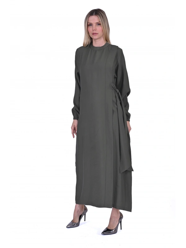 INVEE 6958 Modal Kumaş Haki Elbise