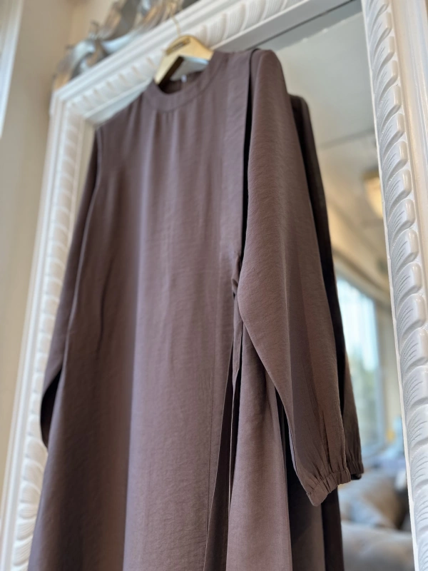 INVEE 6958 Modal Kumaş Kahve Elbise