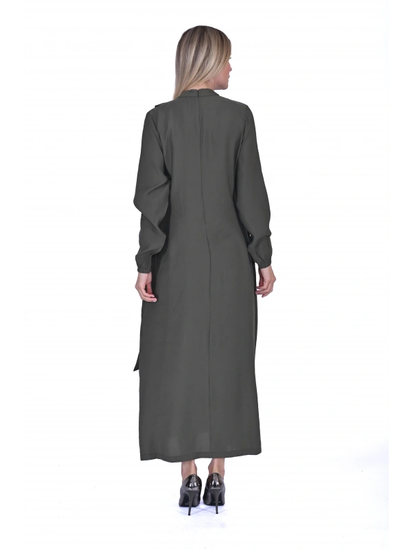 INVEE 6958 Modal Kumaş Haki Elbise