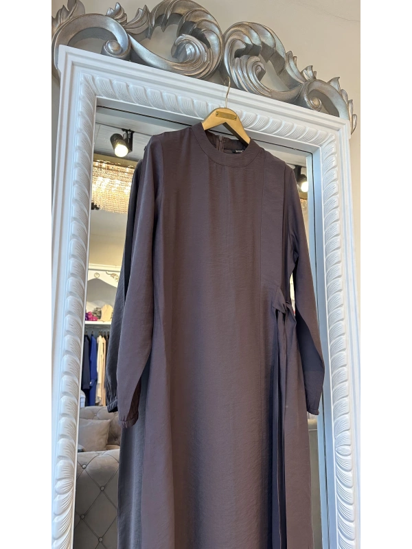 INVEE 6958 Modal Kumaş Kahve Elbise