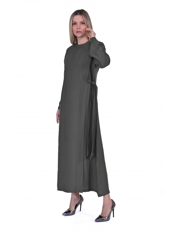 INVEE 6958 Modal Kumaş Haki Elbise