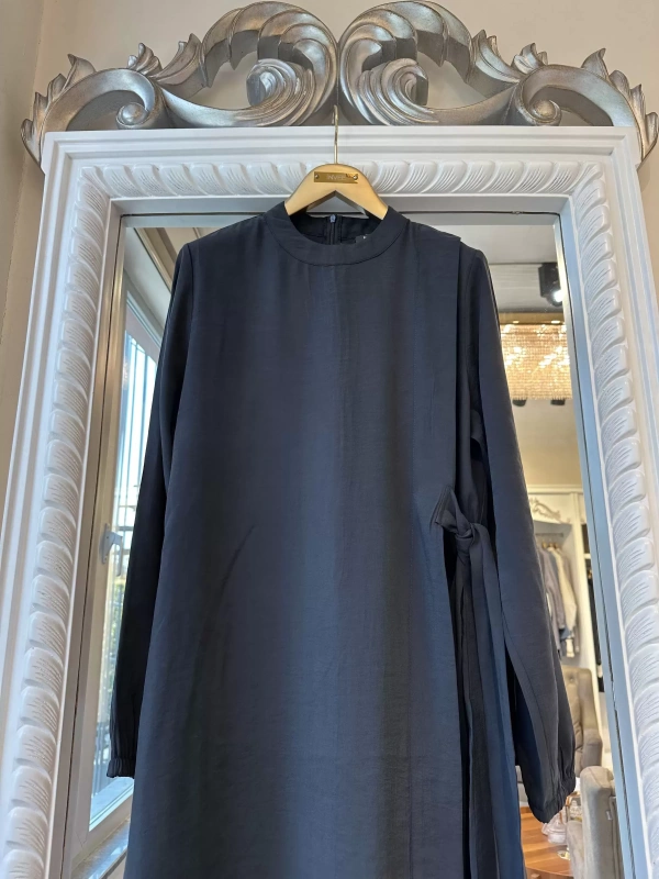 INVEE 6958 Modal Kumaş Siyah Elbise