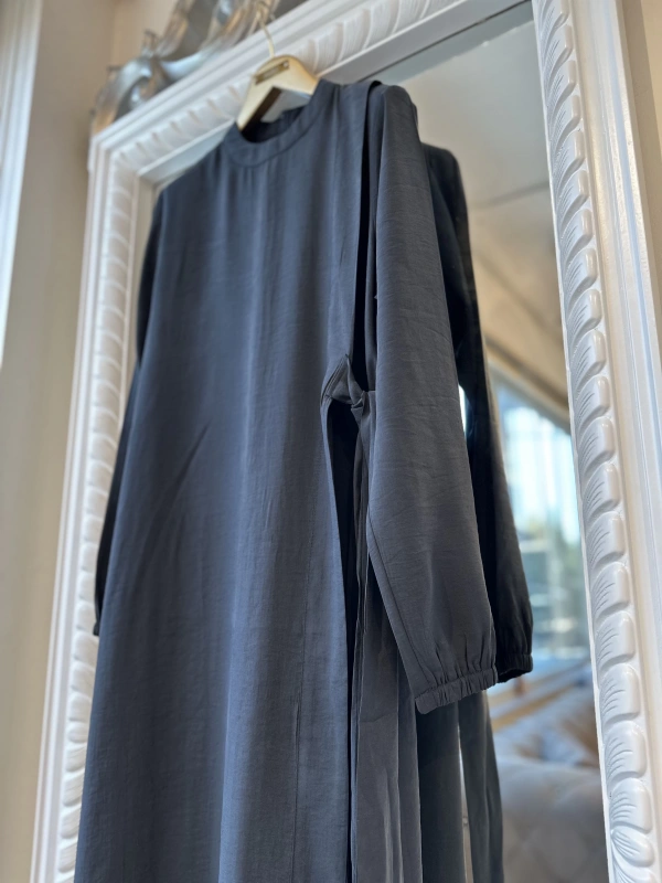 INVEE 6958 Modal Kumaş Siyah Elbise