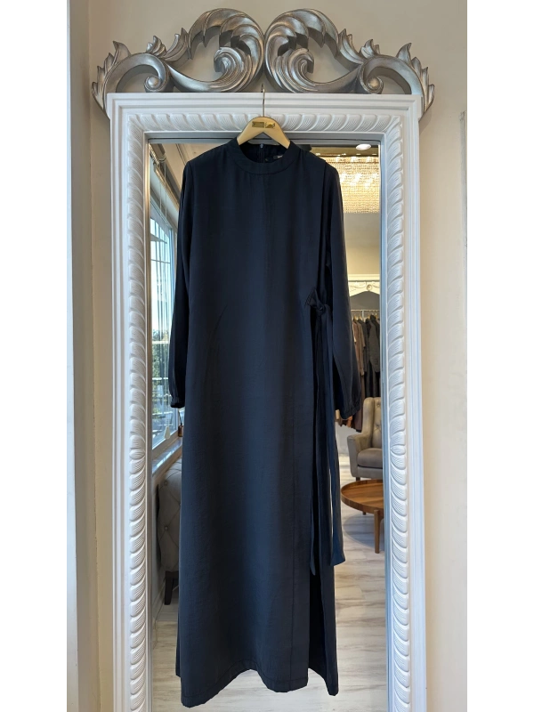 INVEE 6958 Modal Kumaş Siyah Elbise