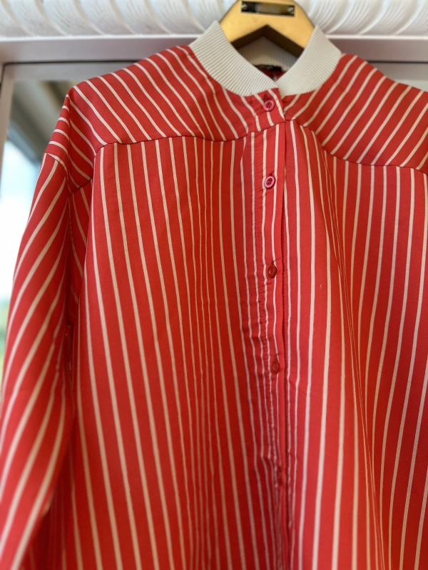 INVEE 6970 Oranj Çizgili Gömlek