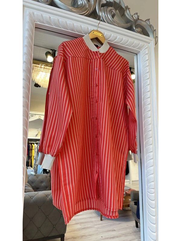 INVEE 6970 Oranj Çizgili Gömlek