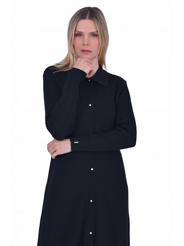 İNVEE 6975 Yün Karışımlı Triko Hırka - Siyah