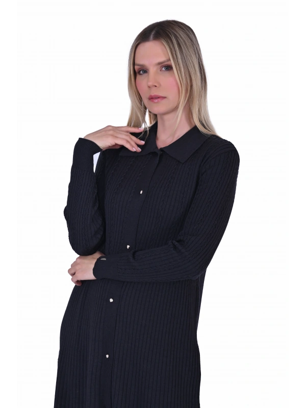 İNVEE 6975 Yün Karışımlı Triko Hırka - Antrasit