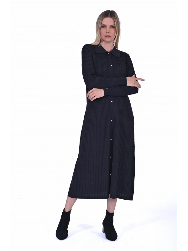 İNVEE 6975 Yün Karışımlı Triko Hırka - Antrasit