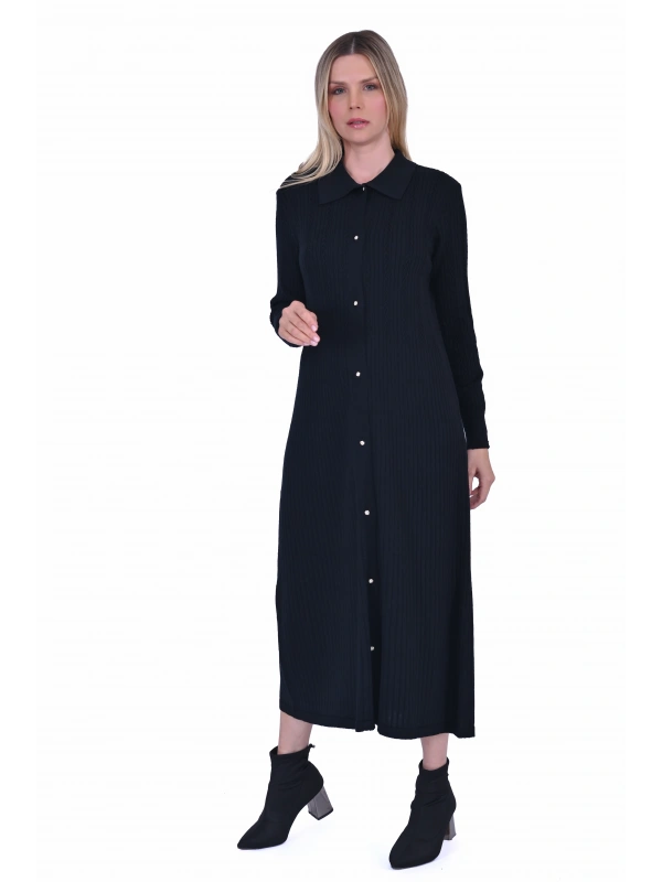 İNVEE 6975 Yün Karışımlı Triko Hırka - Siyah