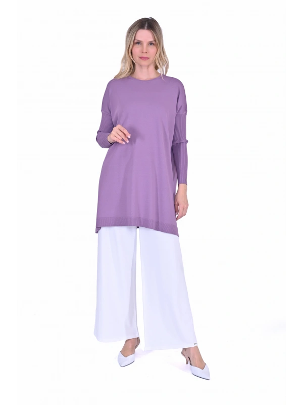 İNVEE 6976 Triko Tunik - Eflatun