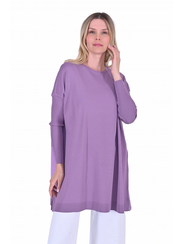 İNVEE 6976 Triko Tunik - Eflatun