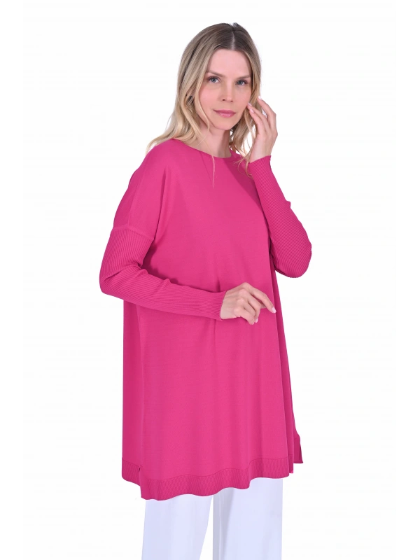 İNVEE 6976 Triko Tunik - Fuşya