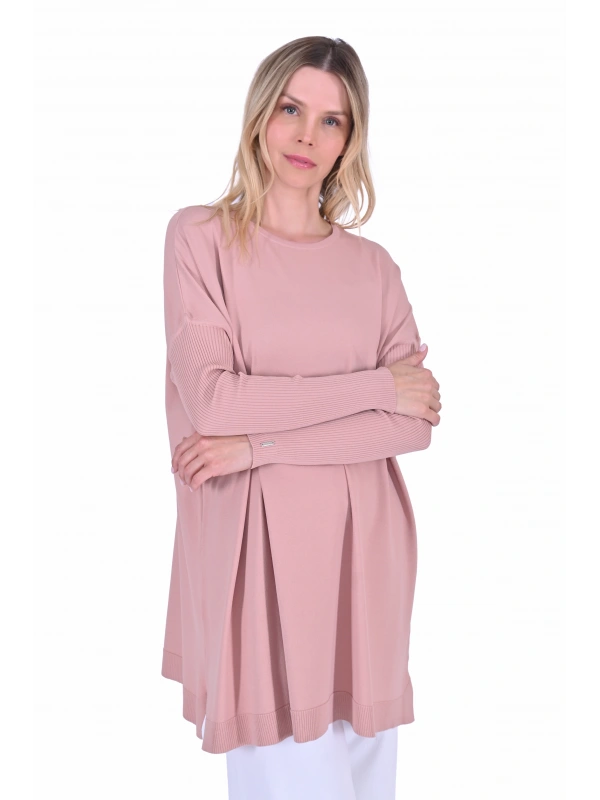 İNVEE 6976 Triko Tunik - Pudra