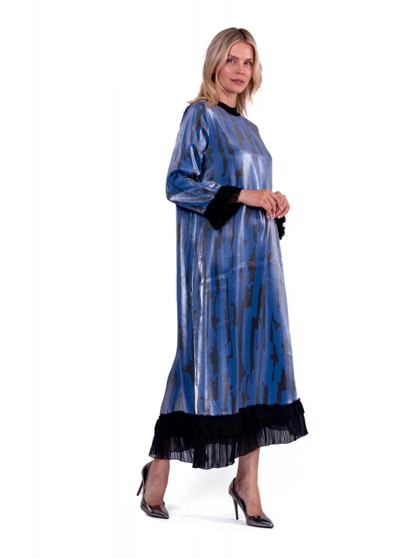 İNVEE 6979 Eteği Asimetrik Lacivert Elbise