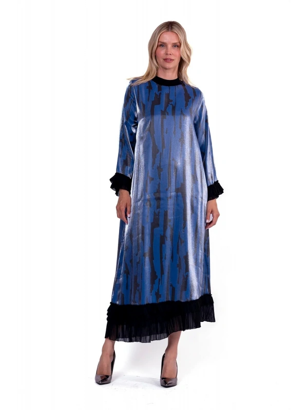 İNVEE 6979 Eteği Asimetrik Lacivert Elbise