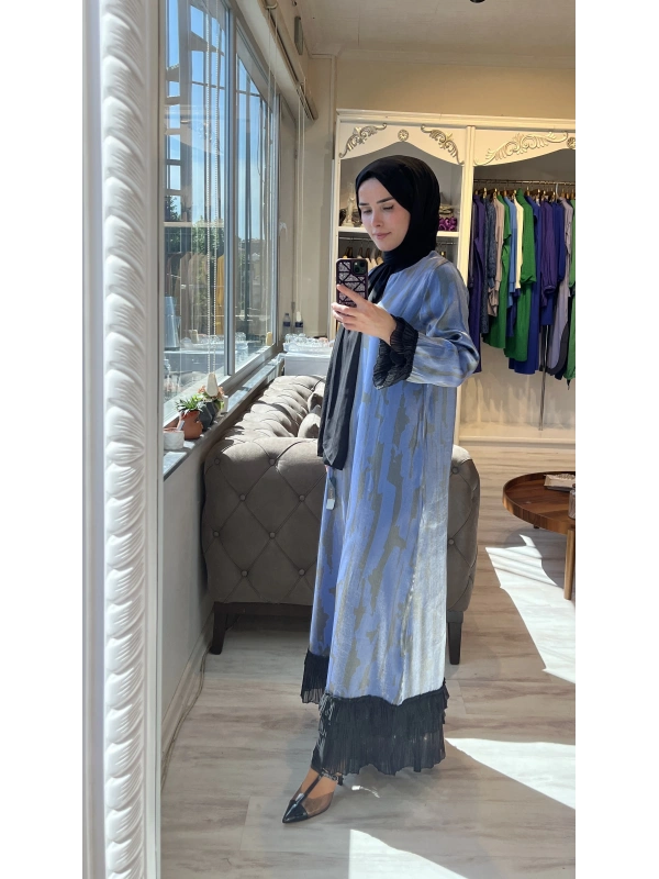 İNVEE 6979 Eteği Asimetrik Lacivert Elbise