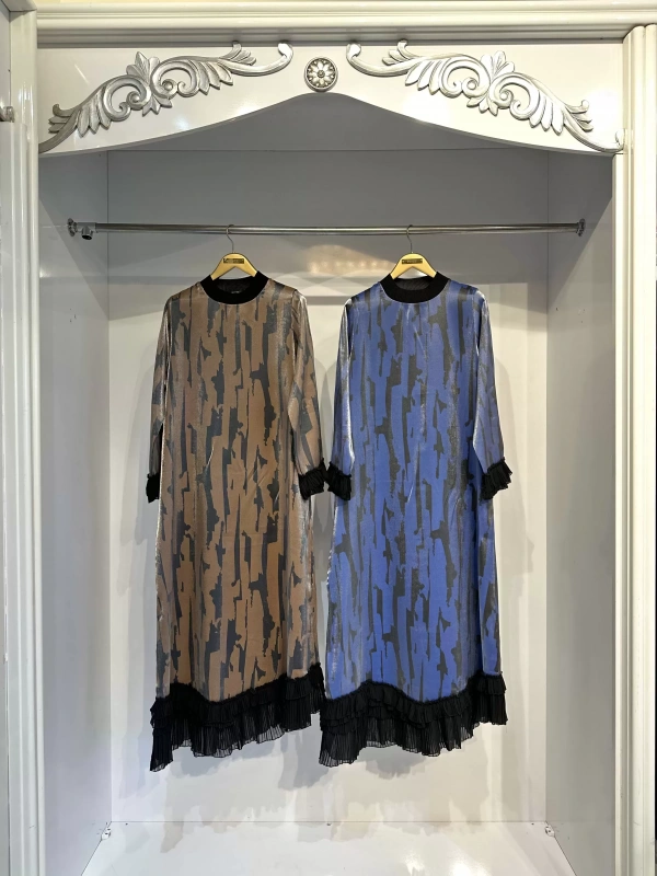 İNVEE 6979 Eteği Asimetrik Lacivert Elbise