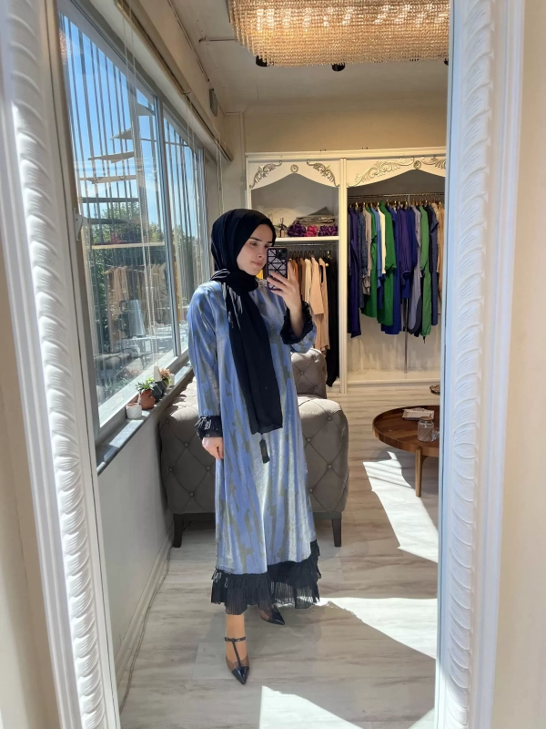 İNVEE 6979 Eteği Asimetrik Lacivert Elbise