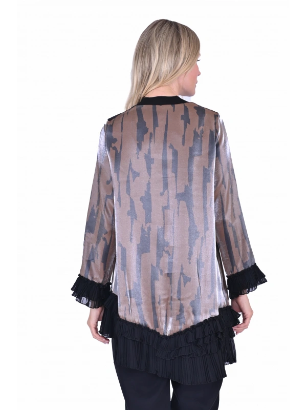 İNVEE 6980 Eteği Asimetrik Kahve Tunik