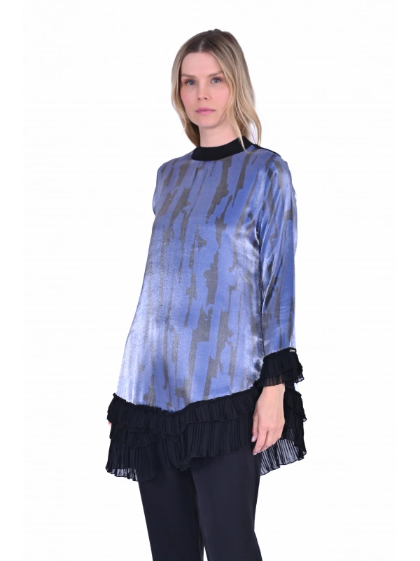 İNVEE 6980 Eteği Asimetrik Lacivert Tunik