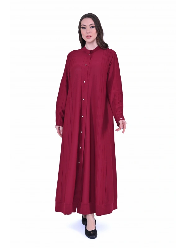 İNVEE 6988 Nervürlü Bordo Triko Hırka