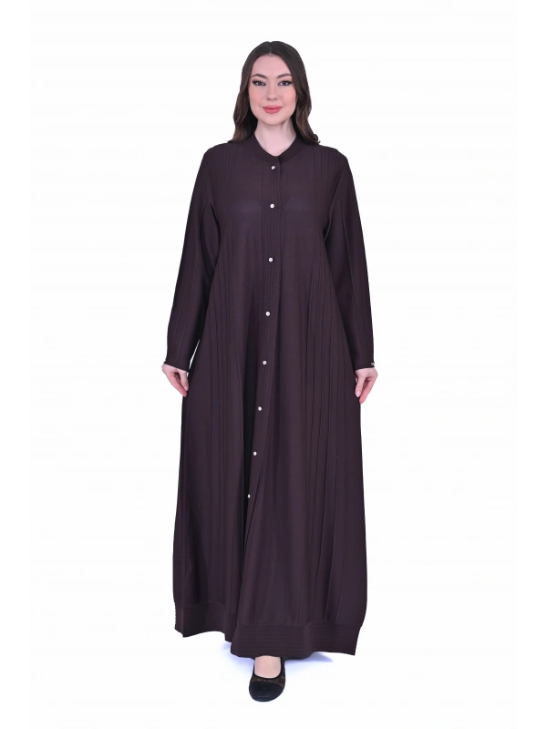 İNVEE 6988 Nervürlü Kahverengi Triko Hırka