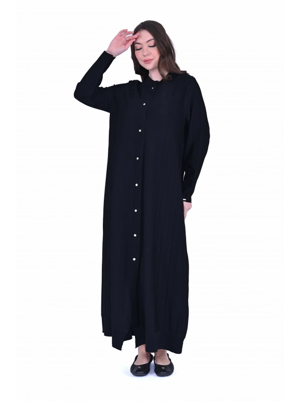 İNVEE 6988 Nervürlü Siyah Triko Hırka