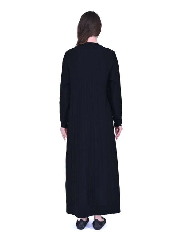 İNVEE 6988 Nervürlü Siyah Triko Hırka