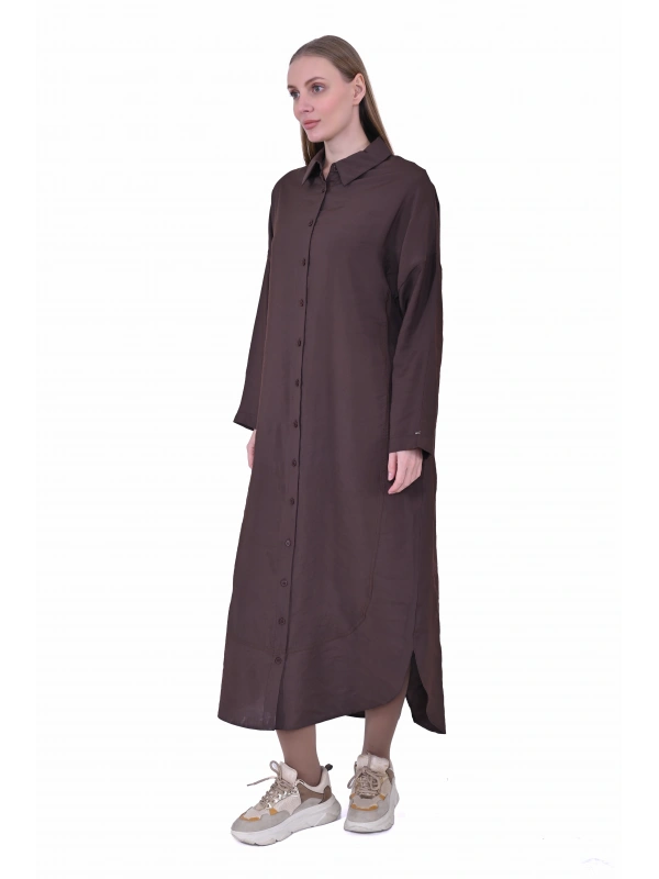 İNVEE 7010 Uzun Gömlek - Kahverengi