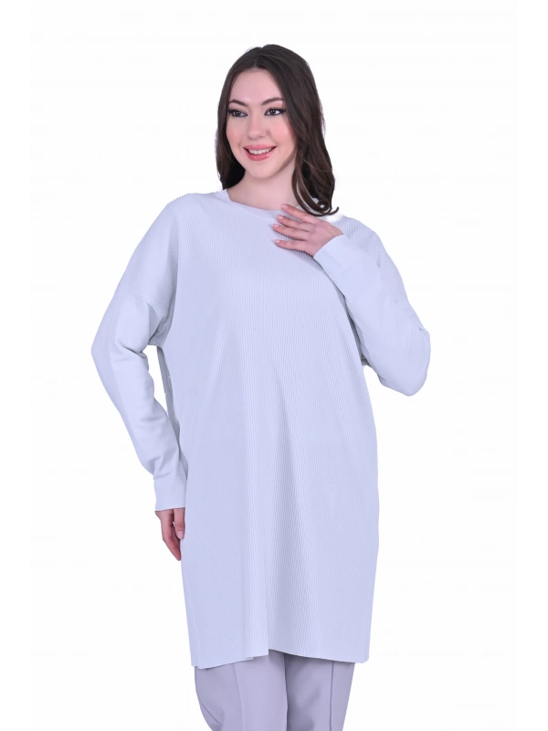 İNVEE 7014 Triko Tunik - Açık Gri